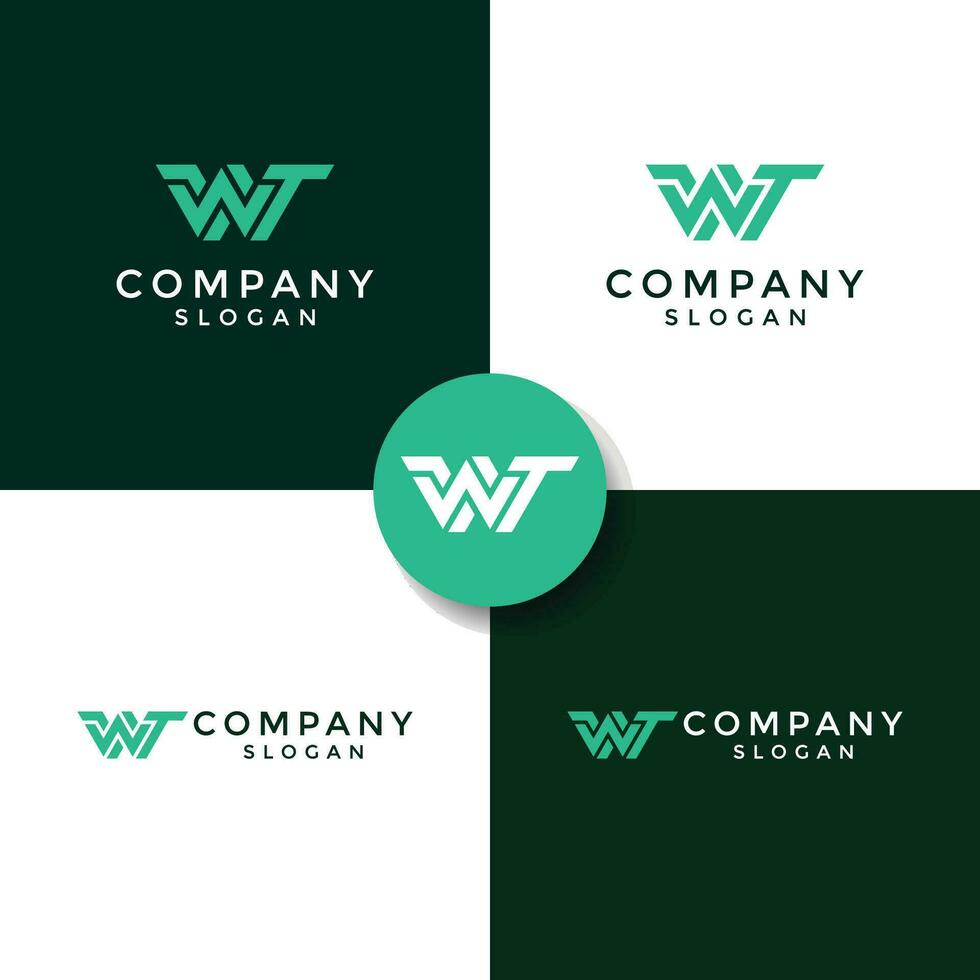 Initial letter WT or TW monogram logo vector