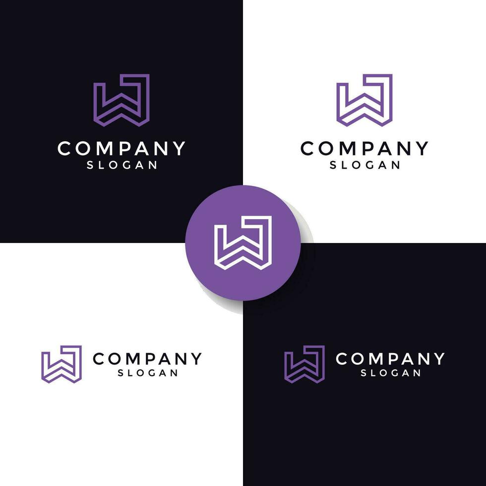 Initial letter WJ or JW monogram logo vector