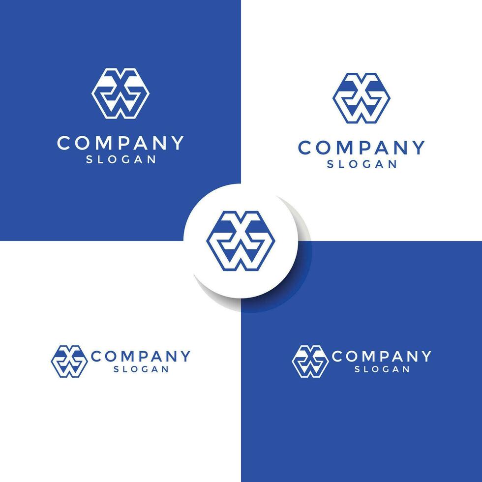 Initial letter WX or XW monogram logo vector