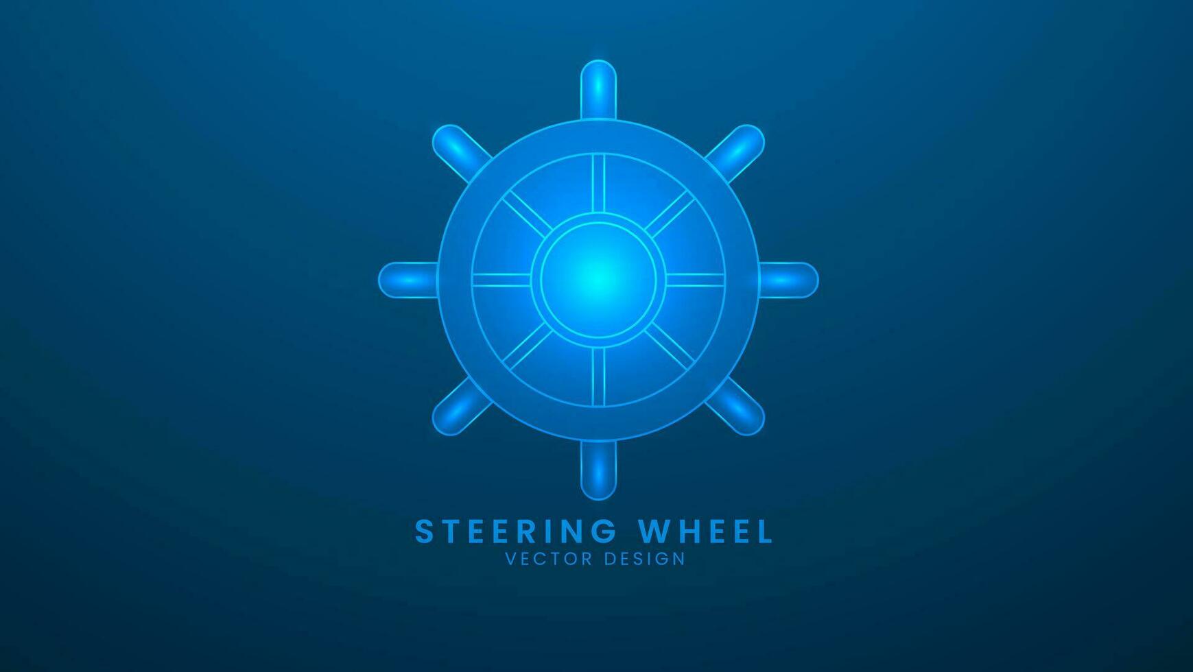 Steering wheel marine. Rudder or Boat Steering Wheel. Vector illustration with light effect and