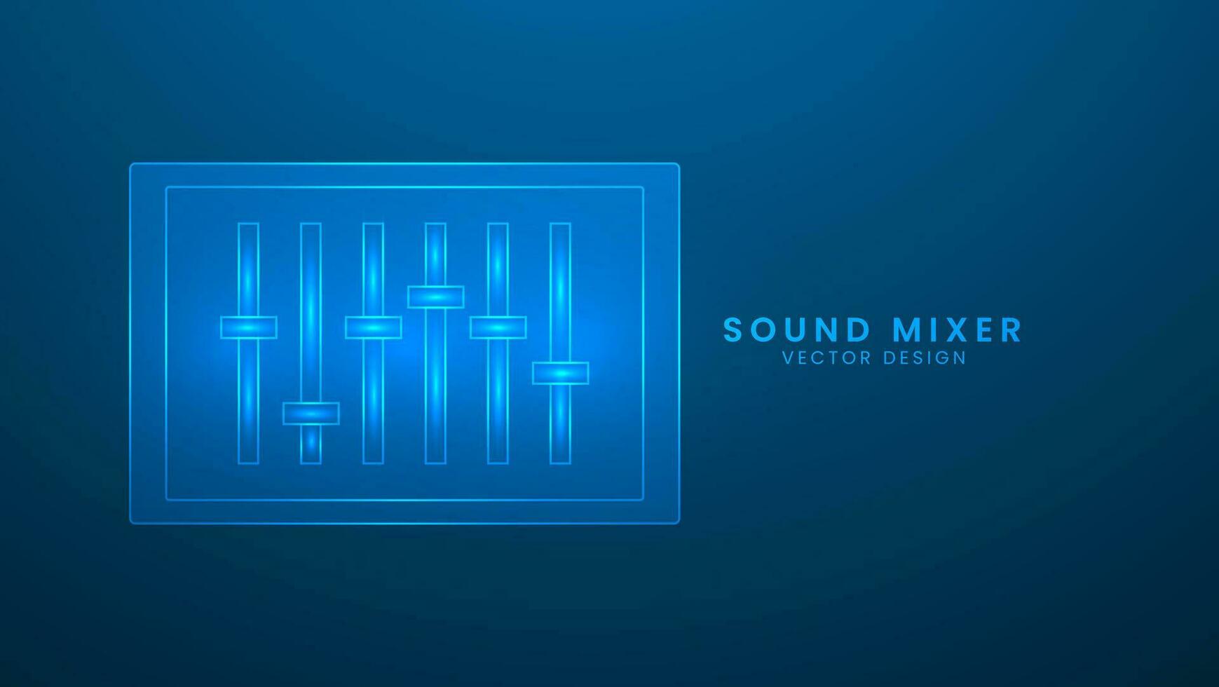 Music and sound mixer. Music sound equalizer interface. Vector illustration with light effect and neon