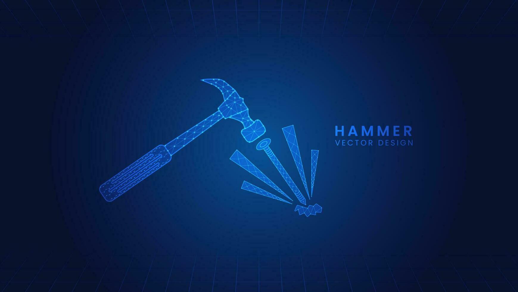 Hammer hand tool for repairing. Repair or building concept. Polygon outline style vector