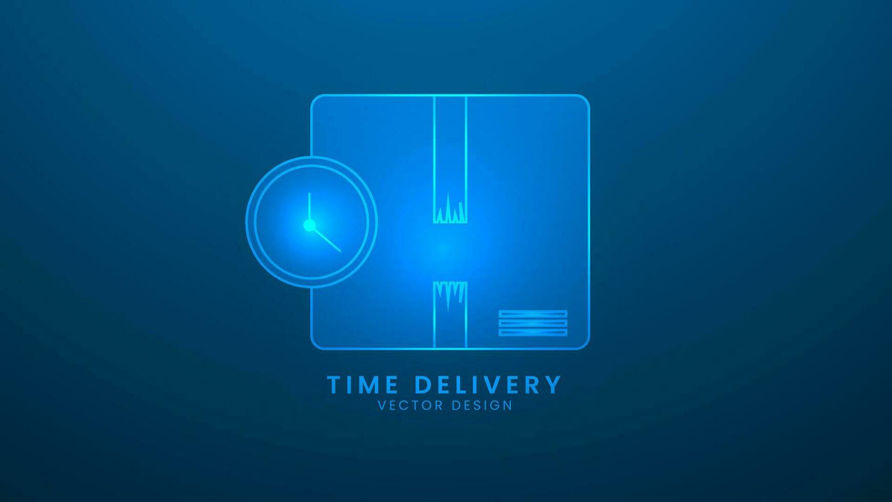 Time delivery and tracking packages service. Vector illustration with light effect and neon