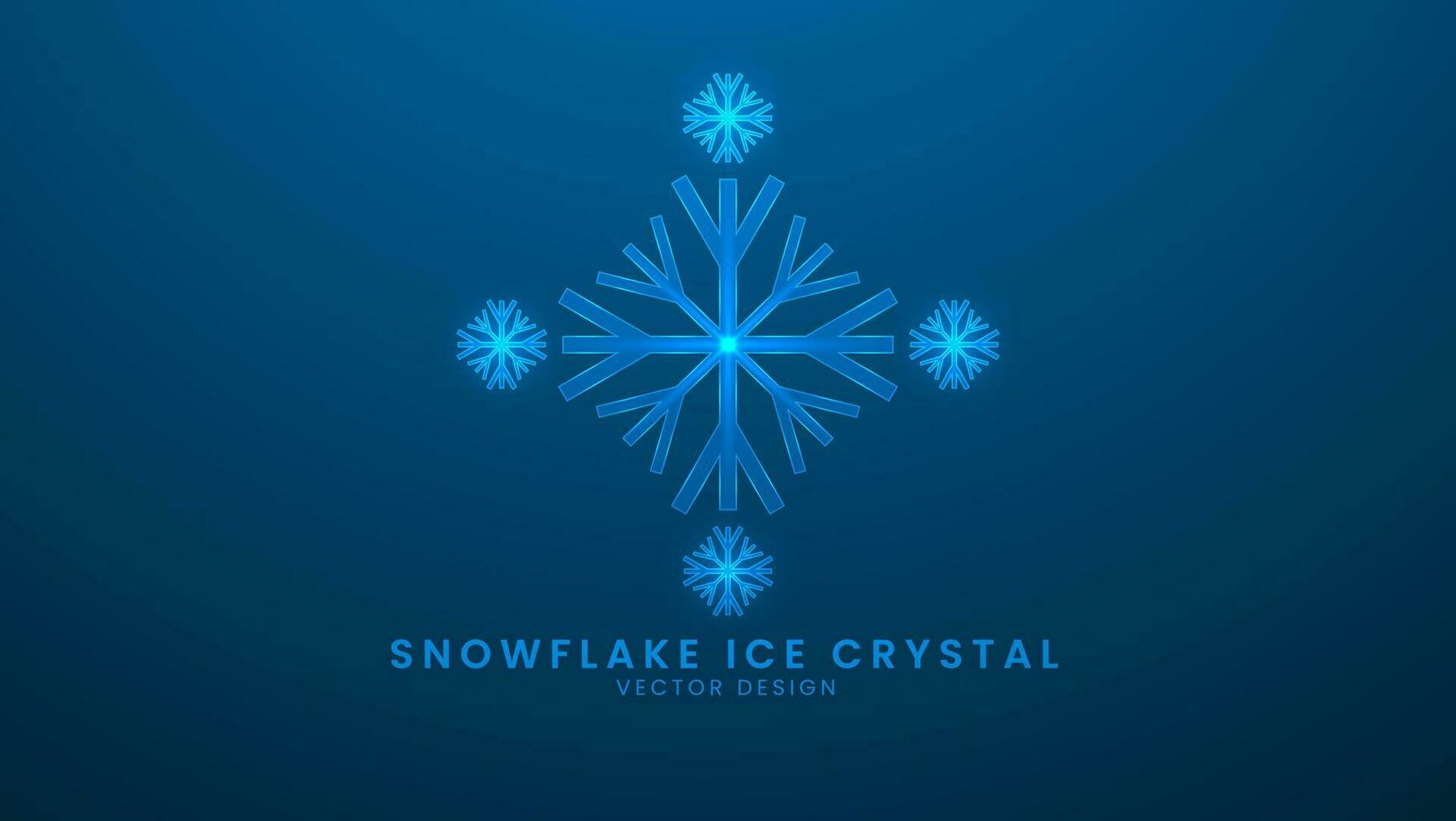 Weather winter. Snowflake ice crystals in the weather forecast. Vector illustration with light effect and neon