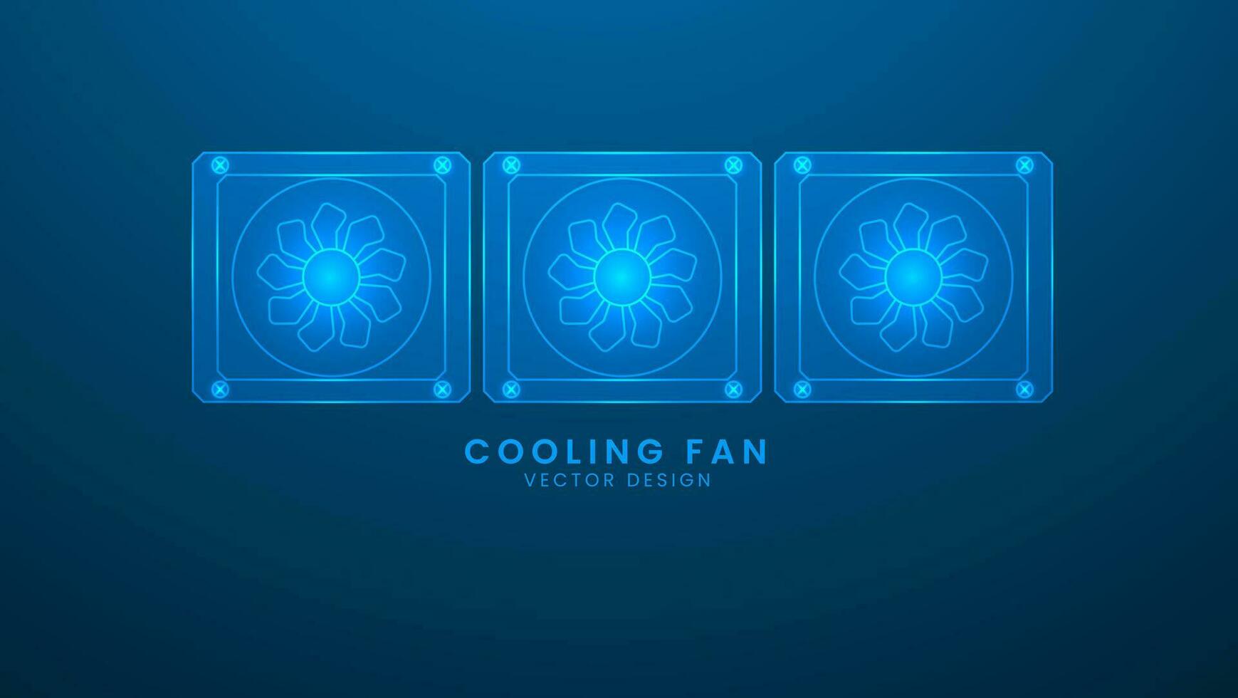 Computer cooler. Computer hardware cooling fan. Vector illustration with light effect and neon