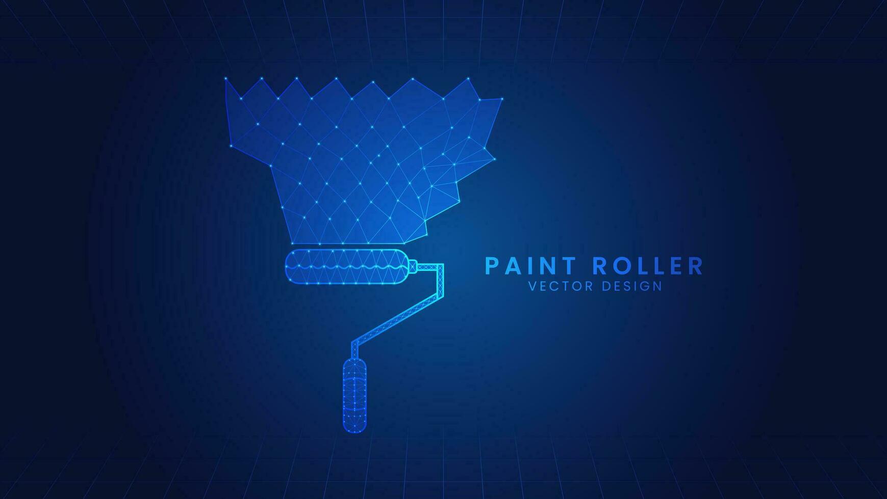 Paint roller hand tool for repairing. Repair or building concept. Polygon outline style vector