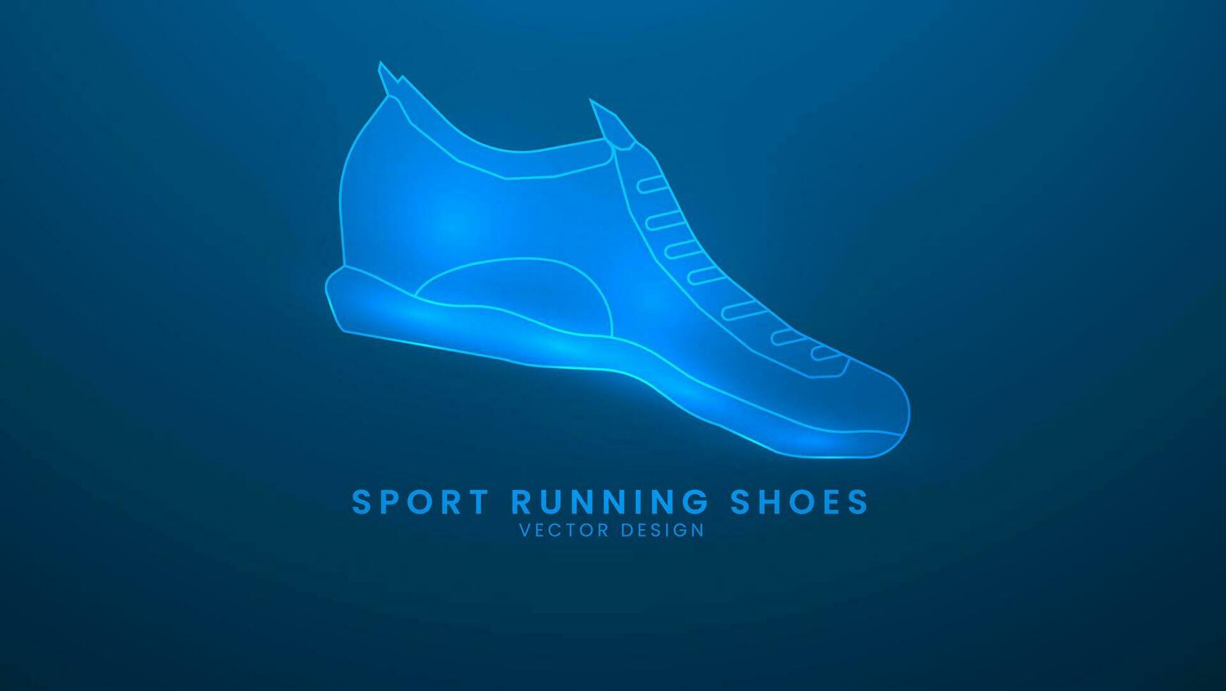 Sport running shoes. Sport training and Gym equipment. Vector illustration with light effect and neon