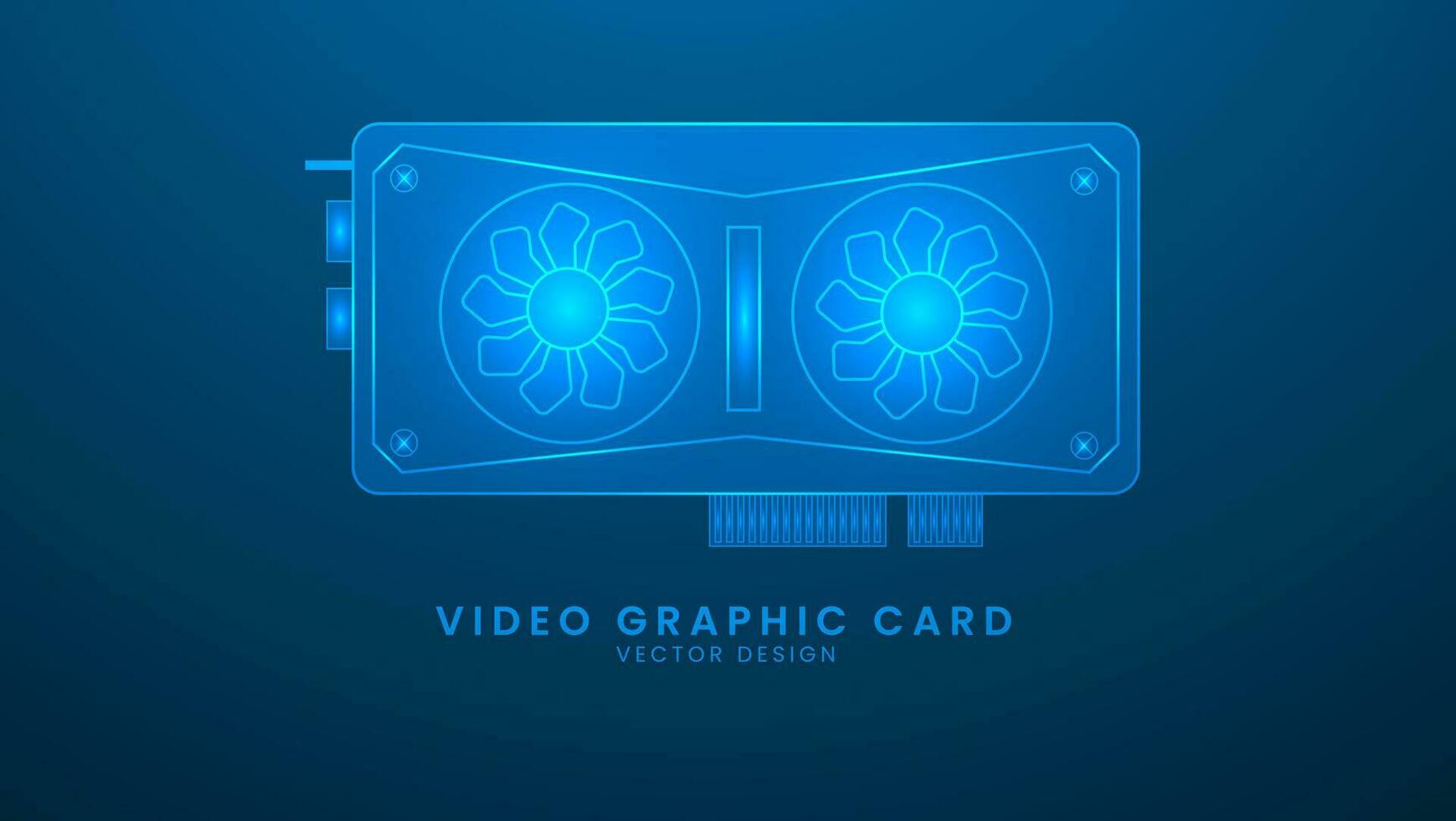 computadora tarjeta GPU. vídeo gráfico tarjeta. vector ilustración con ligero efecto y neón