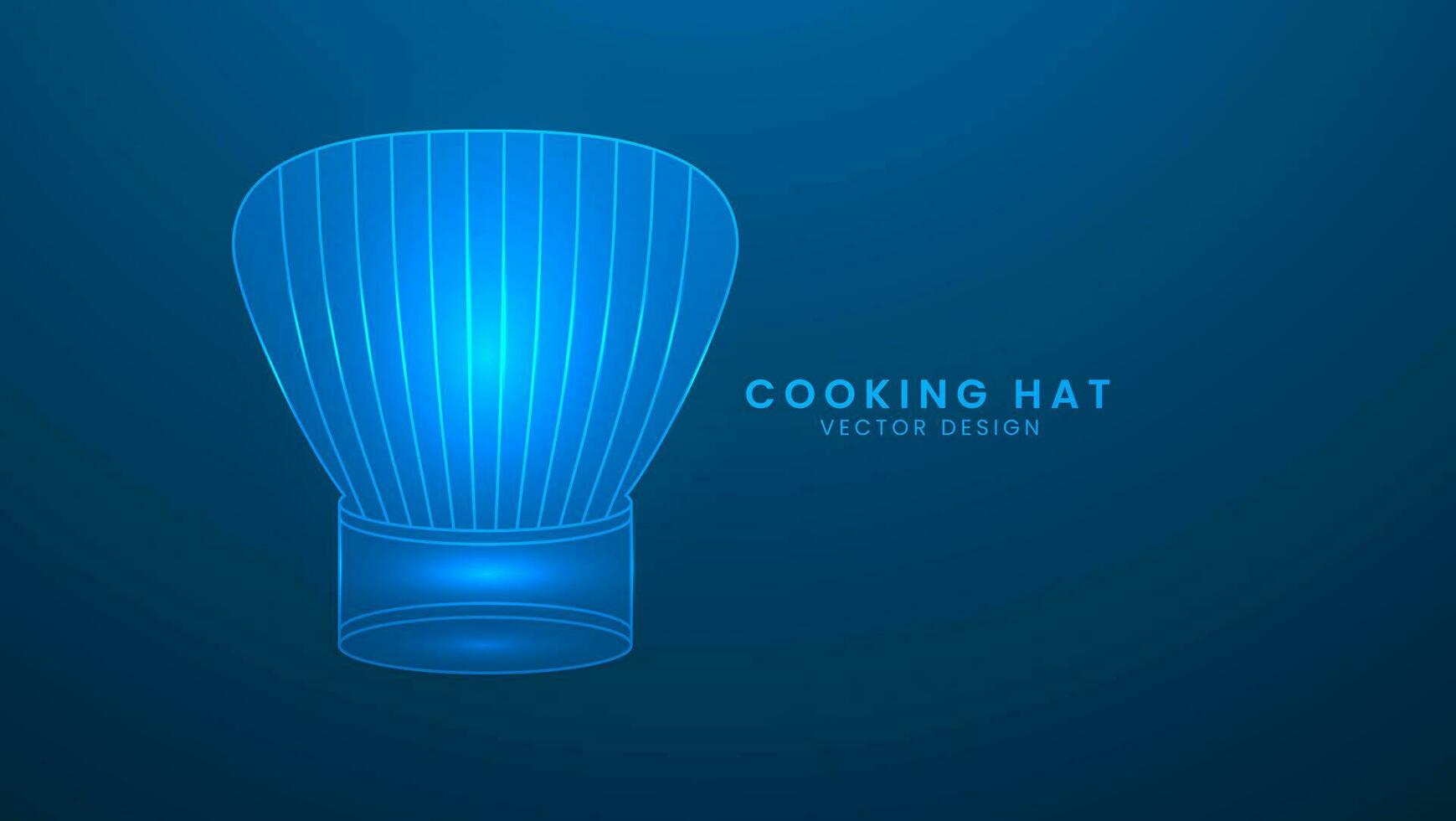 Cooking hat accessories for work in the kitchen. Vector illustration with light effect and neon