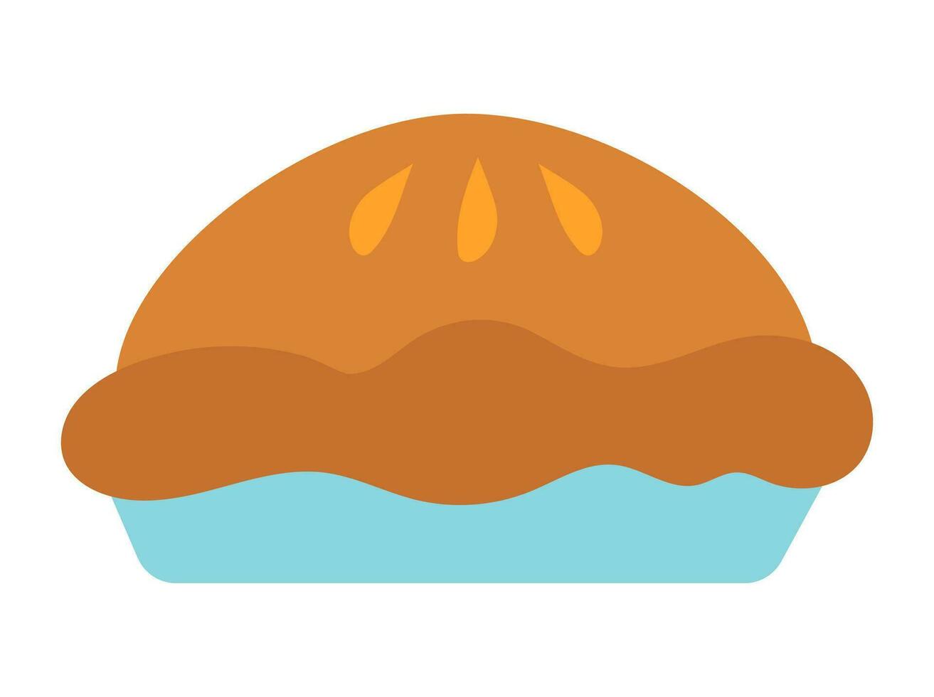 Pumpkin Pie. Vector Flat Illustration. Halloween and Thanksgiving Day dessert.