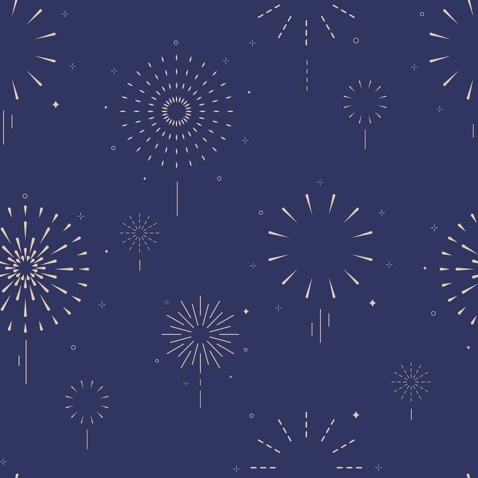firework seamless pattern in night.Editable vector illustration for postcard,banner