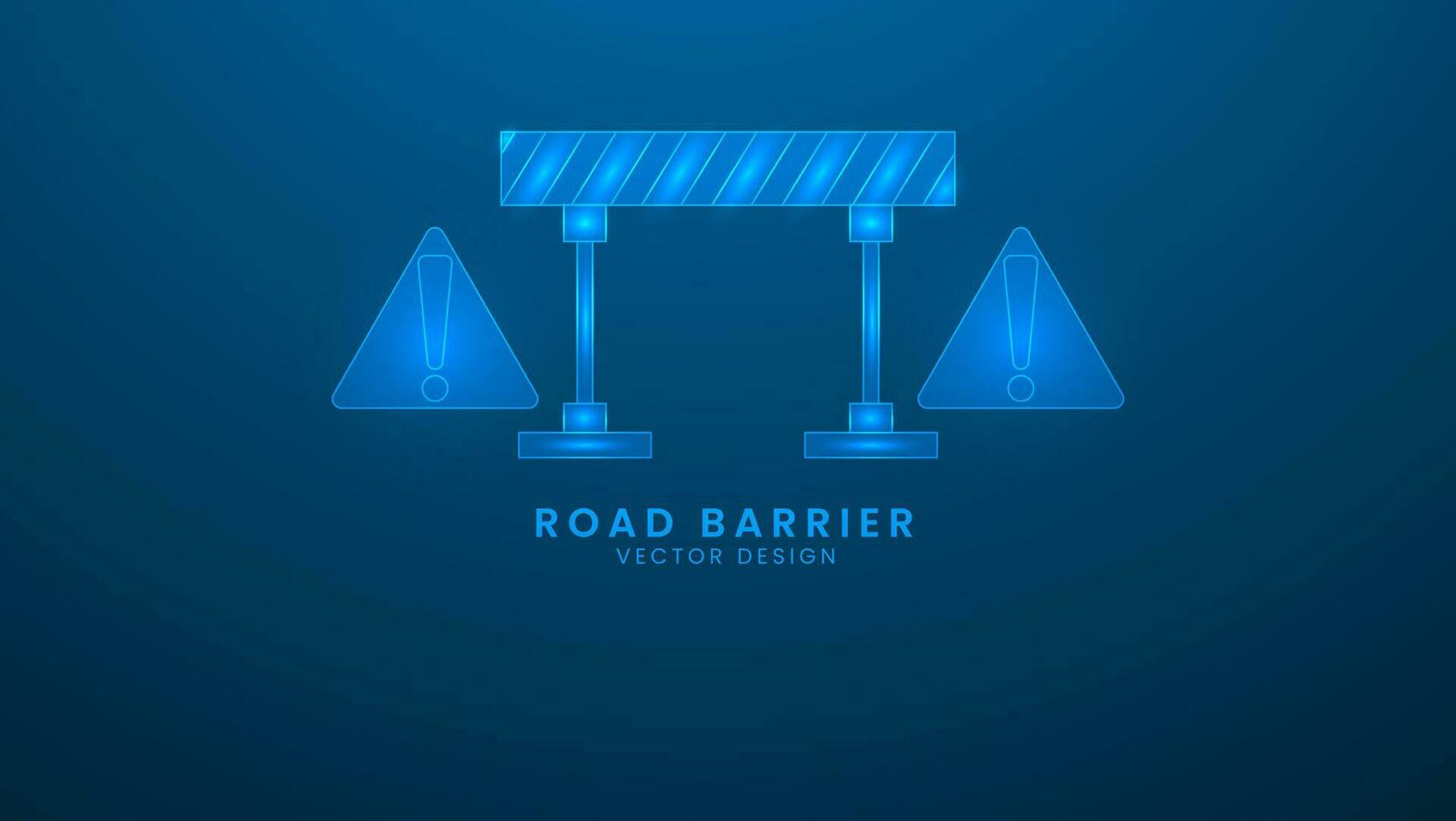 la carretera barrera construcción con rayas. vector ilustración con ligero efecto y neón