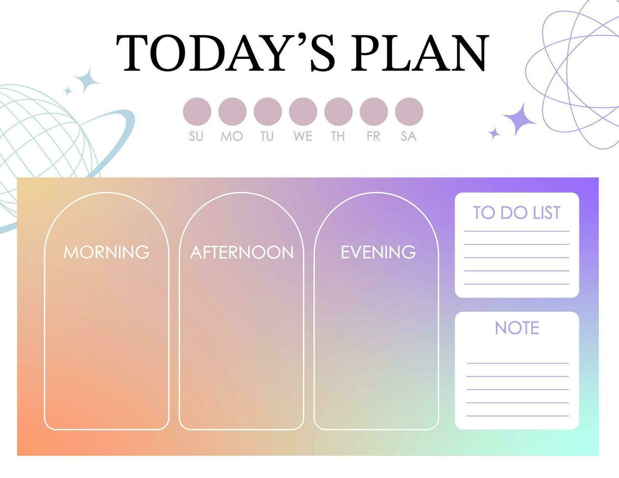 daily planner. start on morning with gradient style that use for horizontal digital vector