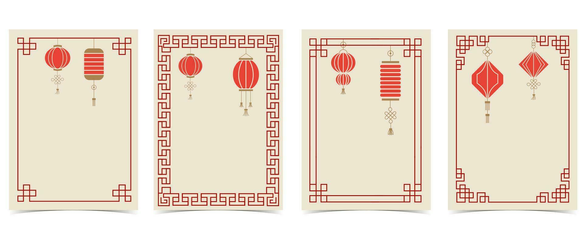 chino nuevo año antecedentes con marco, borde.editable vector ilustración para postal, a4 Talla