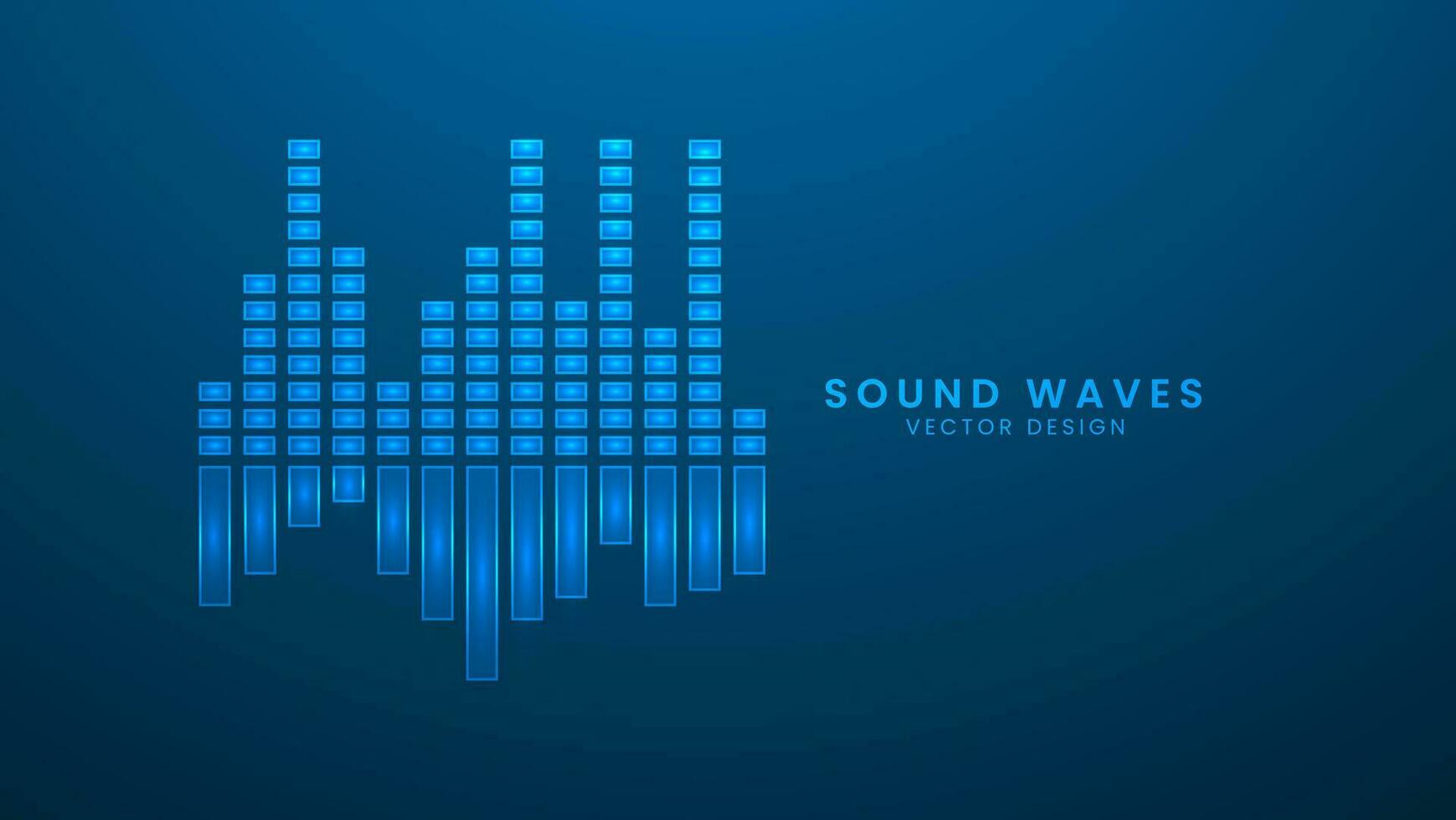 Sound waves of the equalizer. Music sound equalizer interface. Vector illustration with light effect and neon