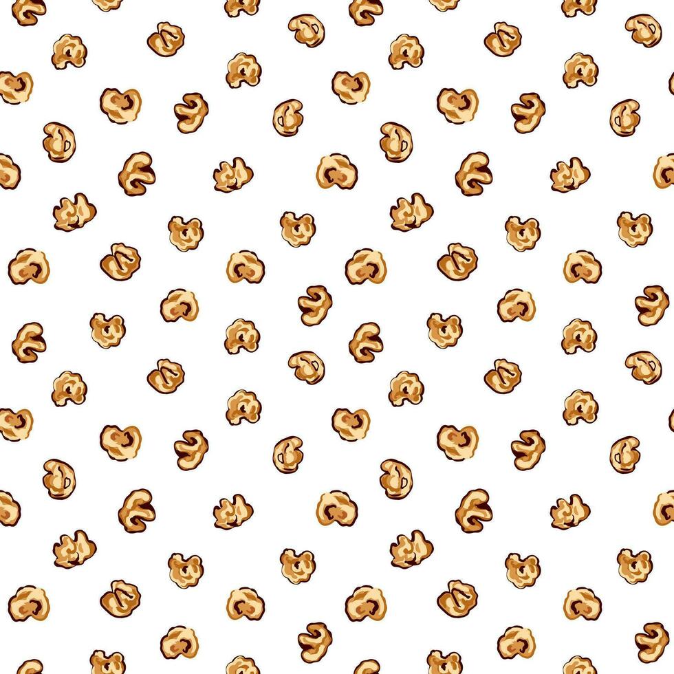 Popcorn, seamless pattern on a white background. Vector illustration. Design element for greeting cards, invitations, covers, textiles, wrapping paper.