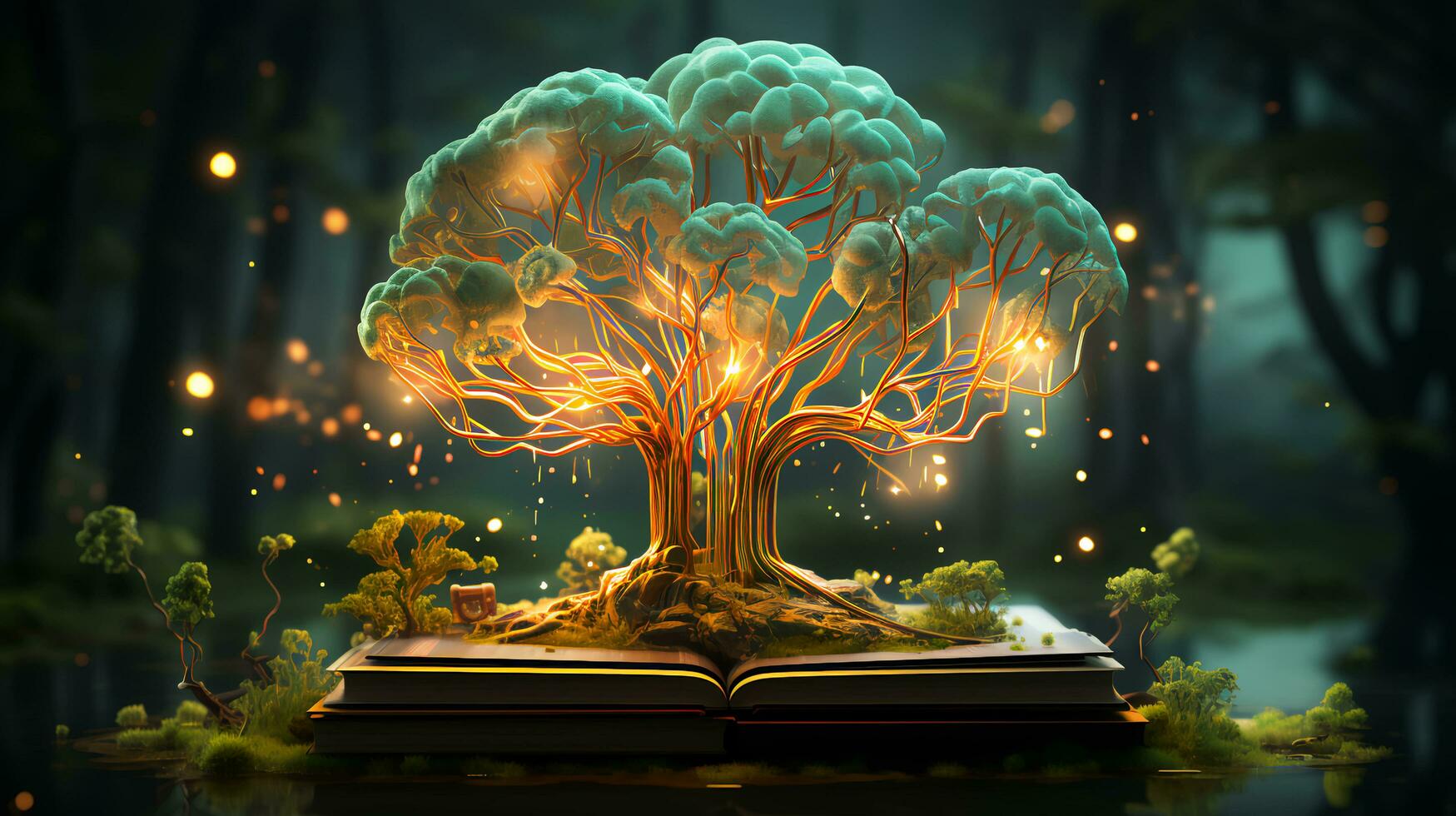 Abstract tree growing from a book. Mental training and education concept photo