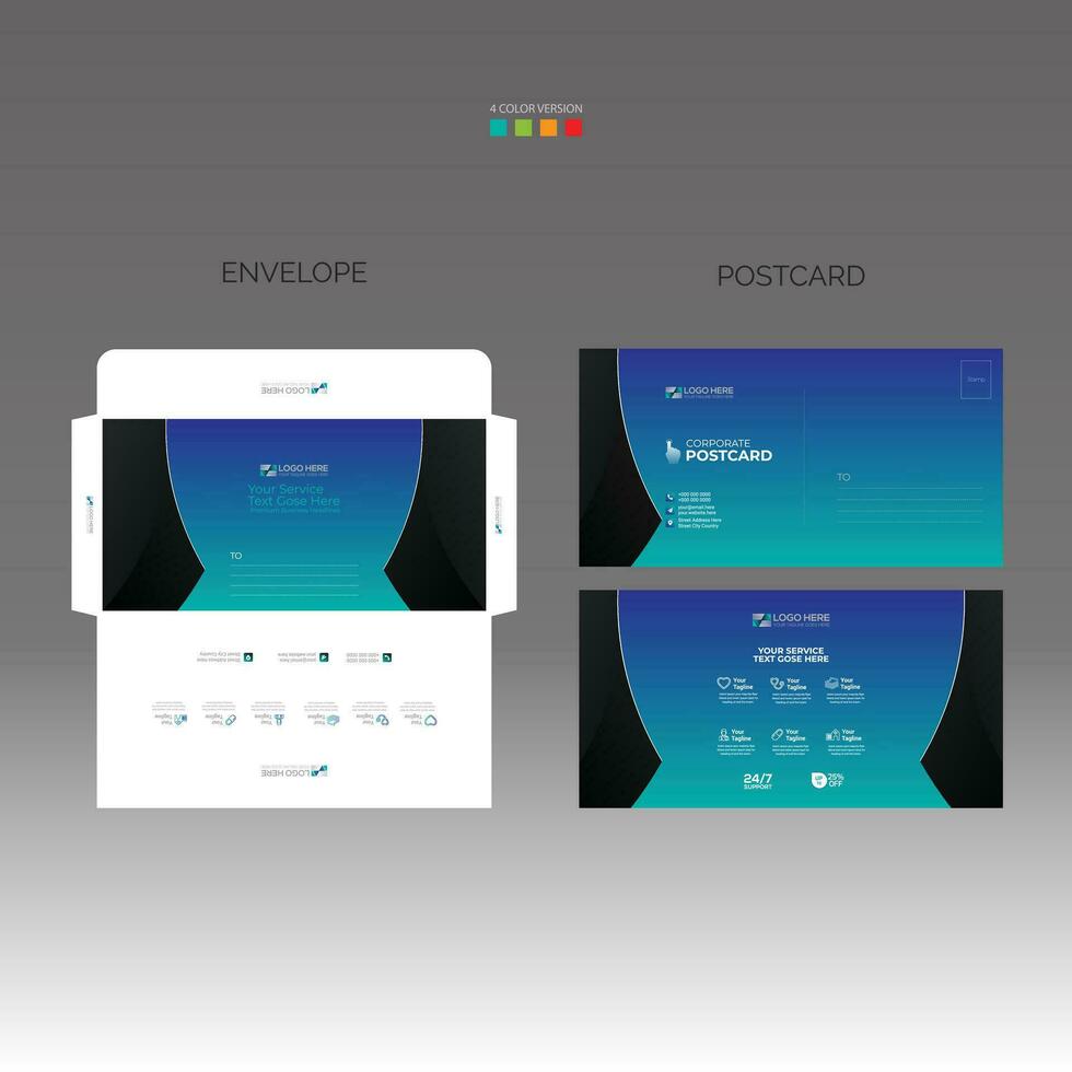 envelope and postcard for any company use vector