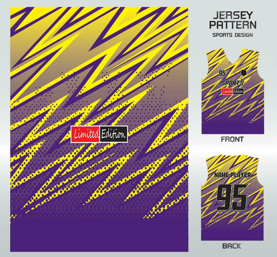 Pattern vector sports shirt background image.yellow purple wavy pattern design, illustration, textile background for sports t-shirt, football jersey shirt