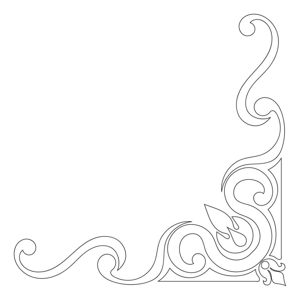 black vintage corner line doodles For decorating the edges of wedding cards and cards. vector