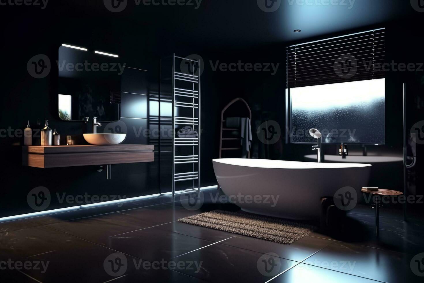 AI Generative Photo of a luxury modern design bathroom