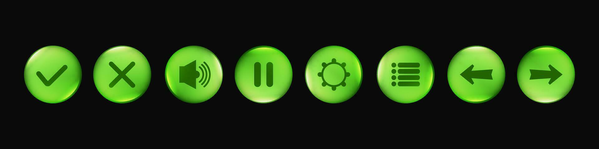 verde lustroso botón conjunto ui juego elemento ilustración vector