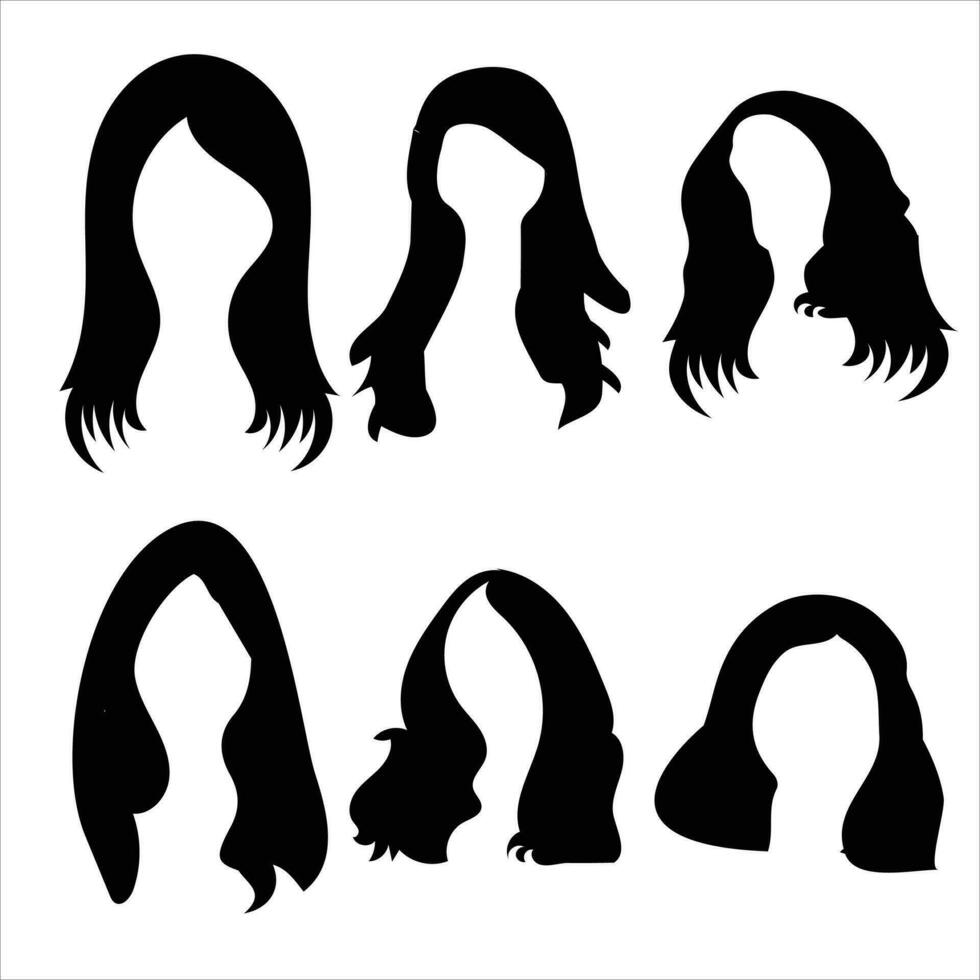female hair vector silhouette bundle