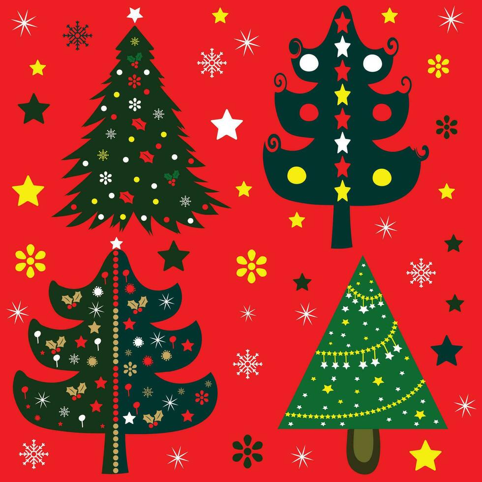 Merry Christmas Tree Vector Bundle Element Silhouette