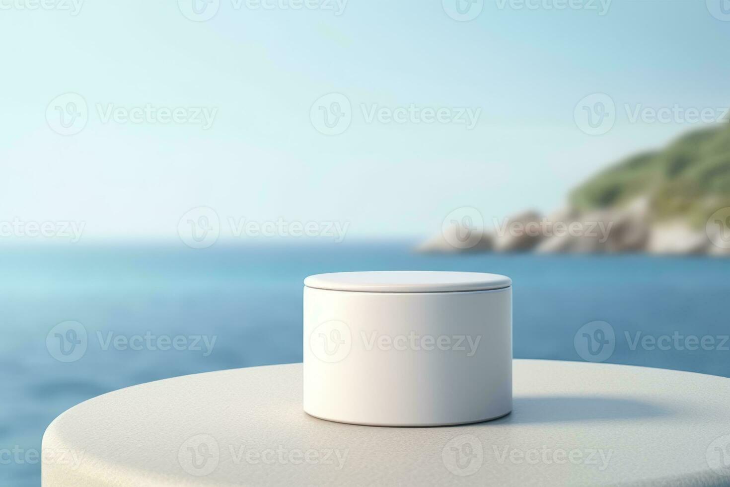 Ai Generative Photo of a podium on the beach for product presentation