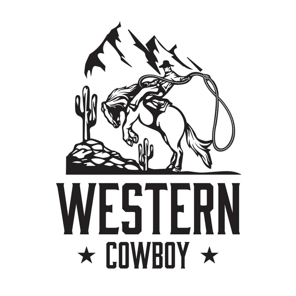 Western cowboy logo design template vector