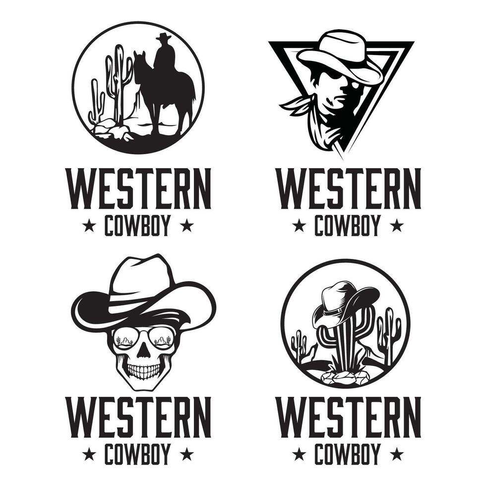 Western cowboy logo design template vector