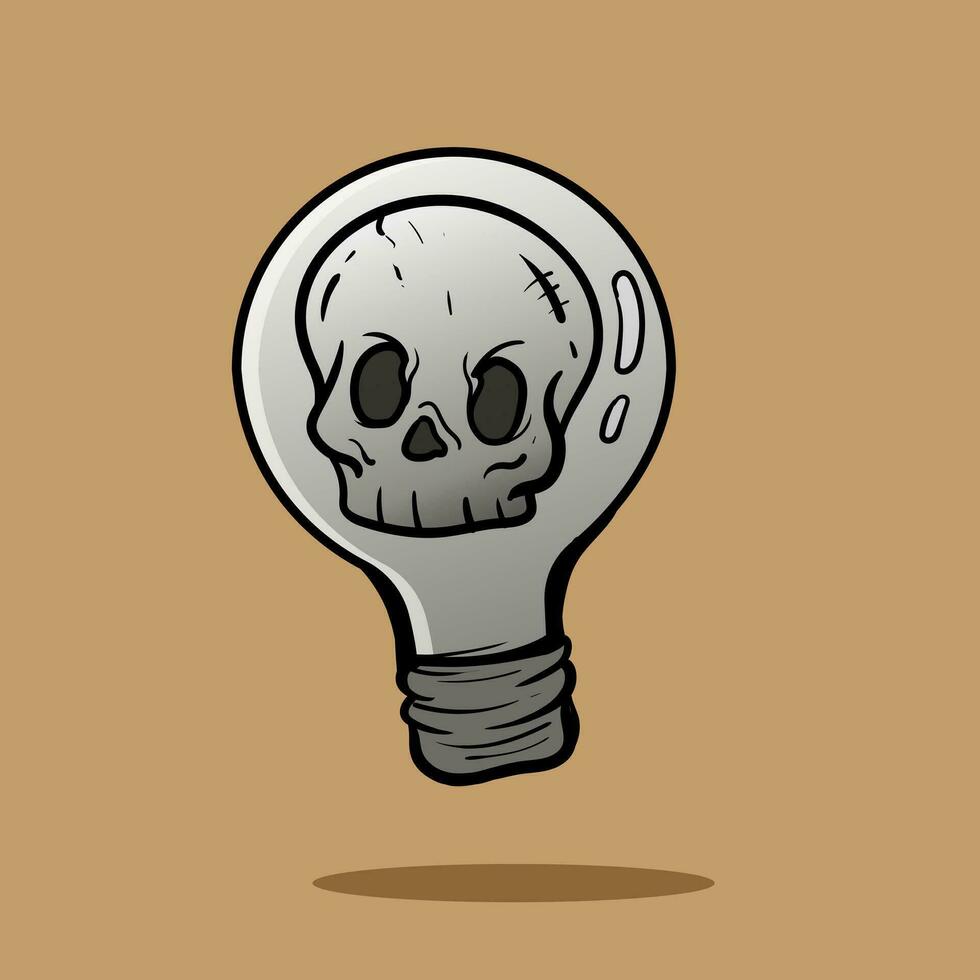 Simple head bone of Skull hand Drawing Line doodle. Illustration Good for design tshirt and simple tattoos vector