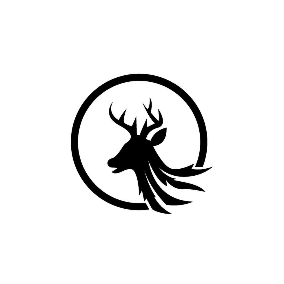 vintage deer head logo. deer hunt logo. unique deer circular logo. Deer logo. vector