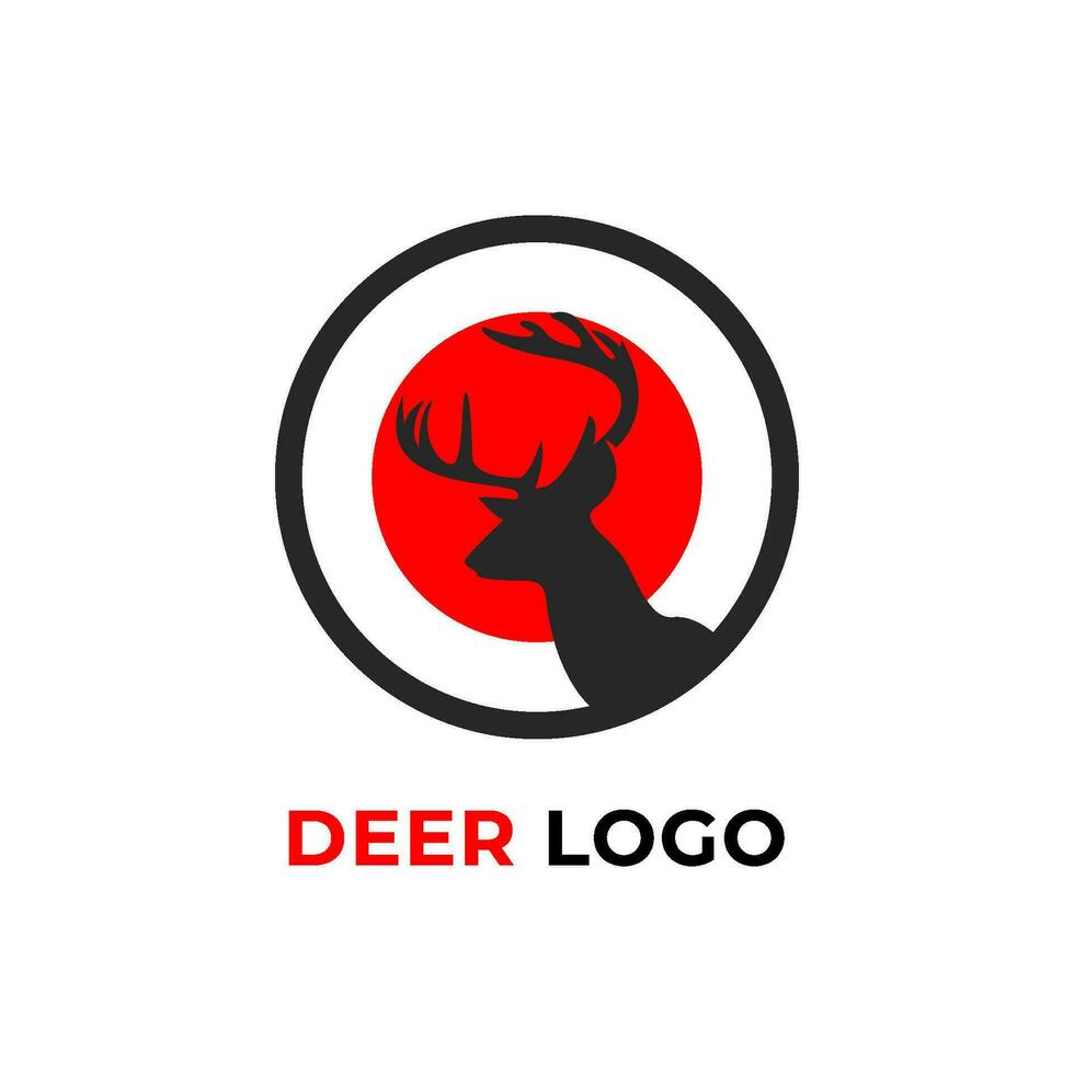 deer circular logo. vintage deer head logo. Deer logo. deer hunt logo. japanese deer logo for clothing brand. deer with red moon logo. vector