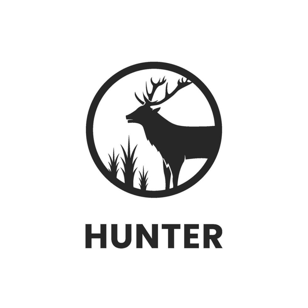 vintage deer head logo. deer hunt logo. unique deer circular logo. Deer logo. vector