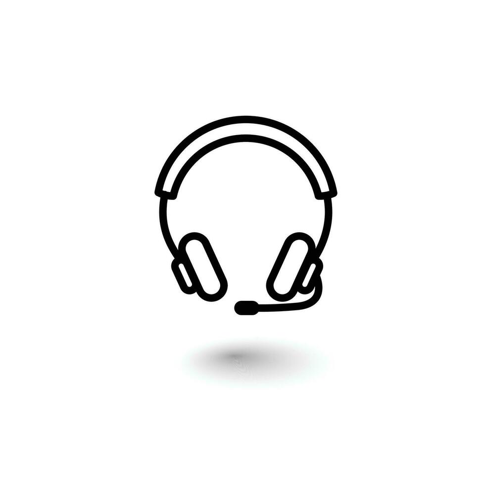 Headphones earphones flat icon. Headset line with editable stroke vector
