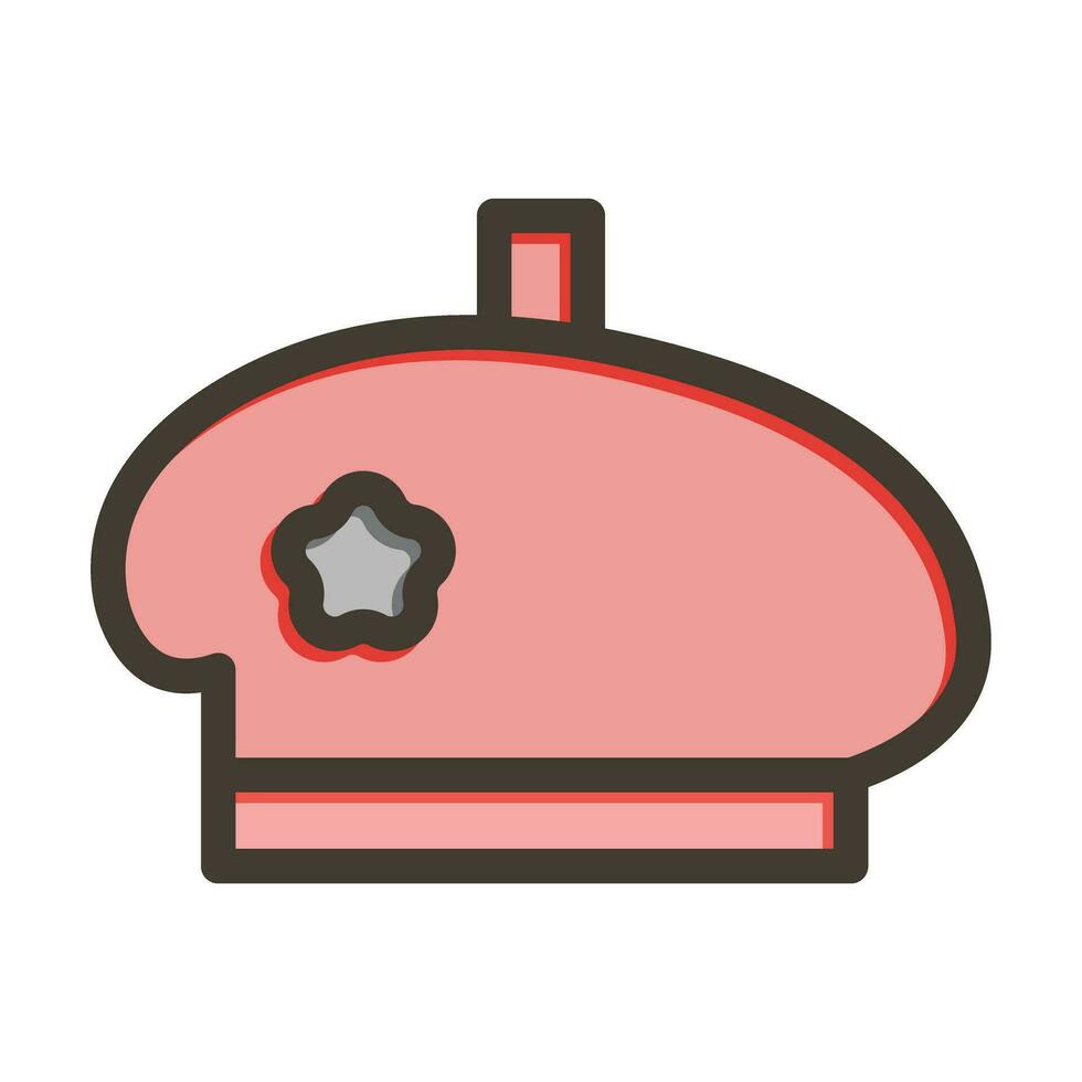 Beret Vector Thick Line Filled Colors Icon For Personal And Commercial Use.