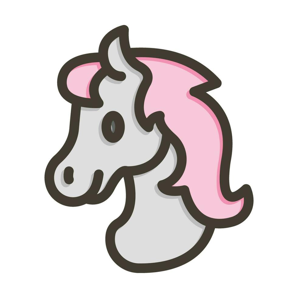 unicornio vector grueso línea lleno colores icono para personal y comercial usar.