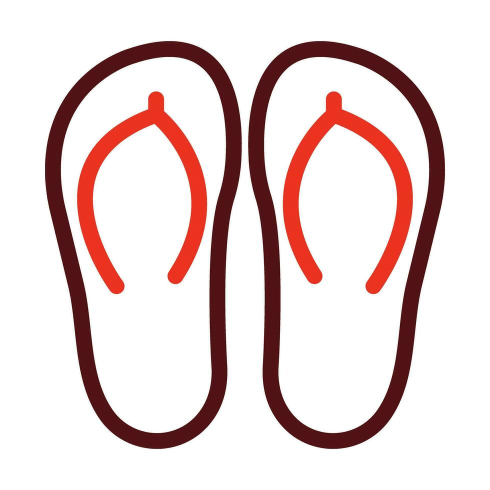 Slipper Vector Thick Line Two Color Icons For Personal And Commercial Use.