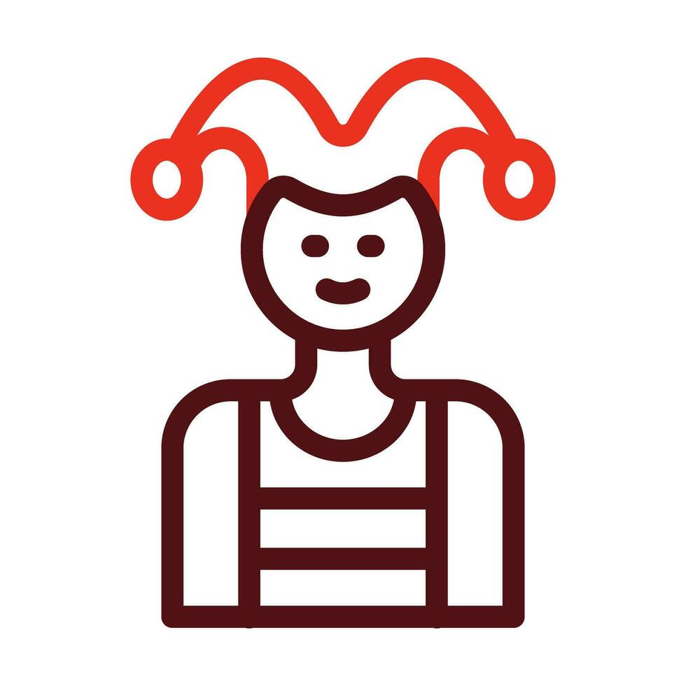 Jester Vector Thick Line Two Color Icons For Personal And Commercial Use.