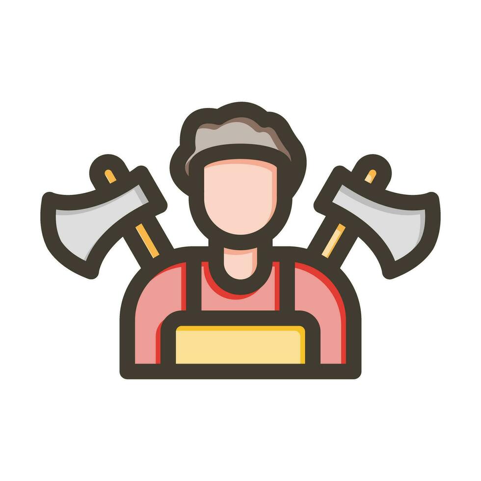 Lumberjack Vector Thick Line Filled Colors Icon For Personal And Commercial Use.