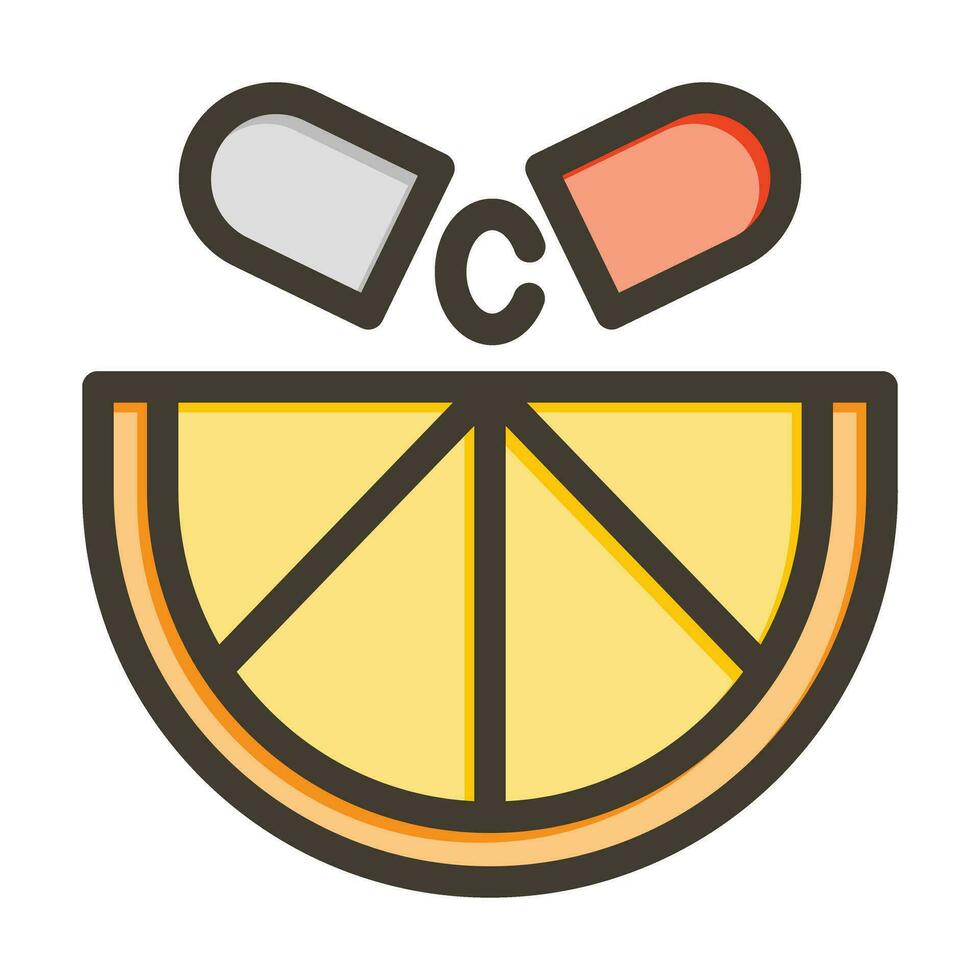 Vitamin C Vector Thick Line Filled Colors Icon For Personal And Commercial Use.