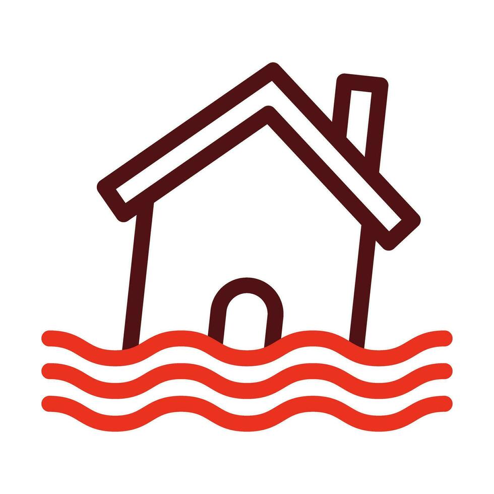 Natural Disaster Vector Thick Line Two Color Icons For Personal And Commercial Use.