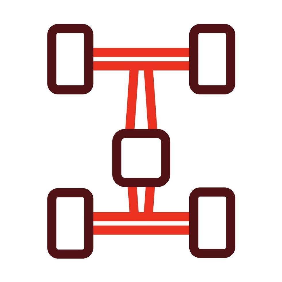 Axletree Vector Thick Line Two Color Icons For Personal And Commercial Use.