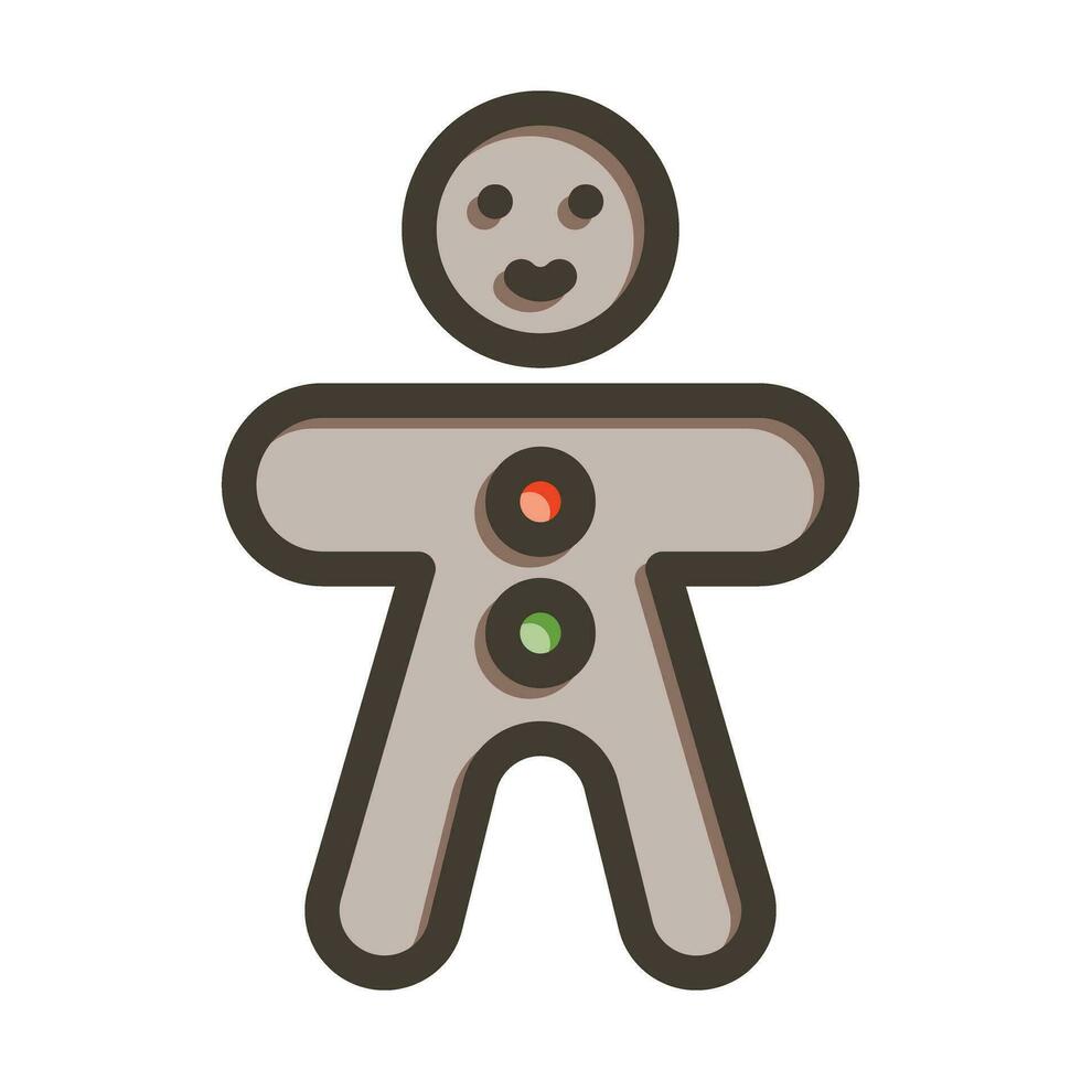 Gingerbread Man Vector Thick Line Filled Colors Icon For Personal And Commercial Use.