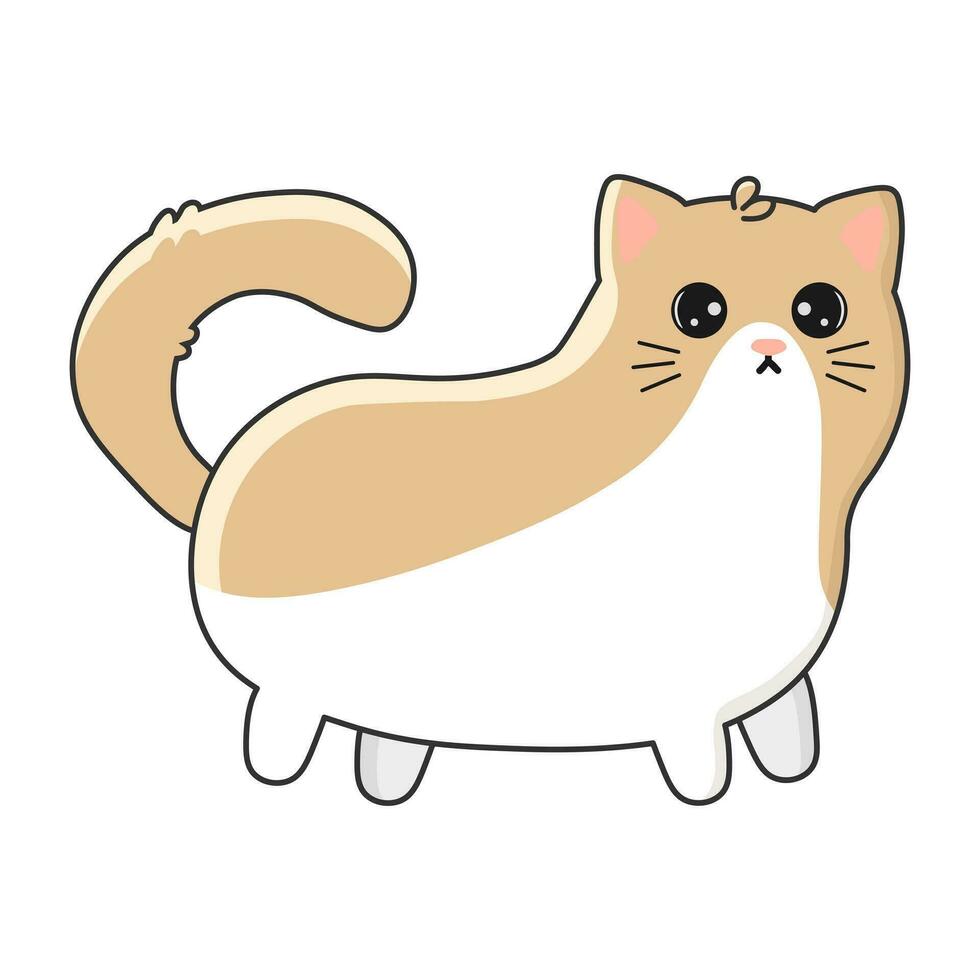 linda gato en dibujos animados estilo. vector ilustración aislado en blanco antecedentes. impresión para camisetas, pegatinas, diseño y más.