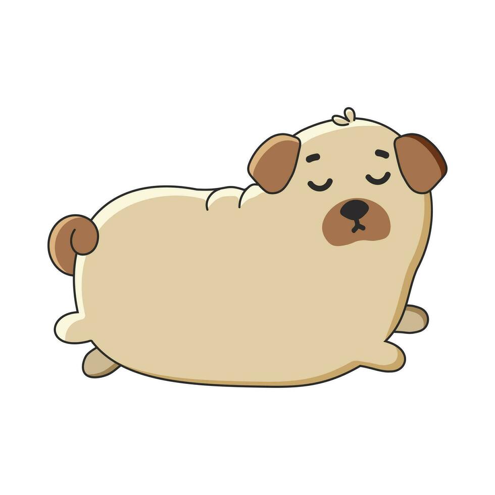 Cute pug in cartoon style. Vector illustration isolated on white background. Print for t-shirts, stickers,  design and more.
