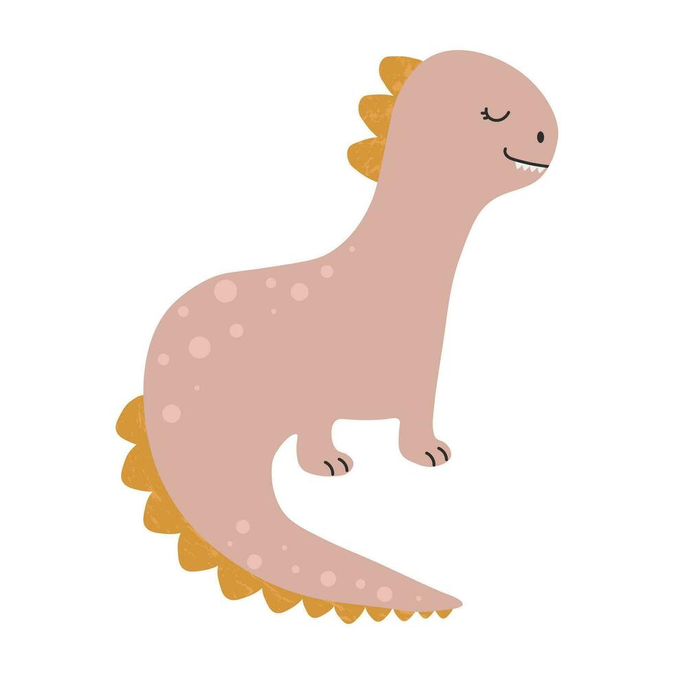 Illustration of cute cartoon dinosaur on white background. Can be used for children's room, sticker, t-shirt, mug and other design. Cute little dinosaur. vector