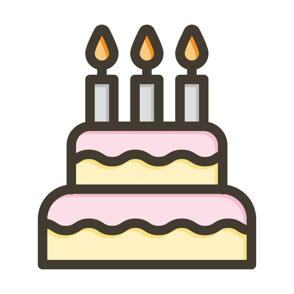 Birthday Cake Vector Thick Line Filled Colors Icon For Personal And Commercial Use.