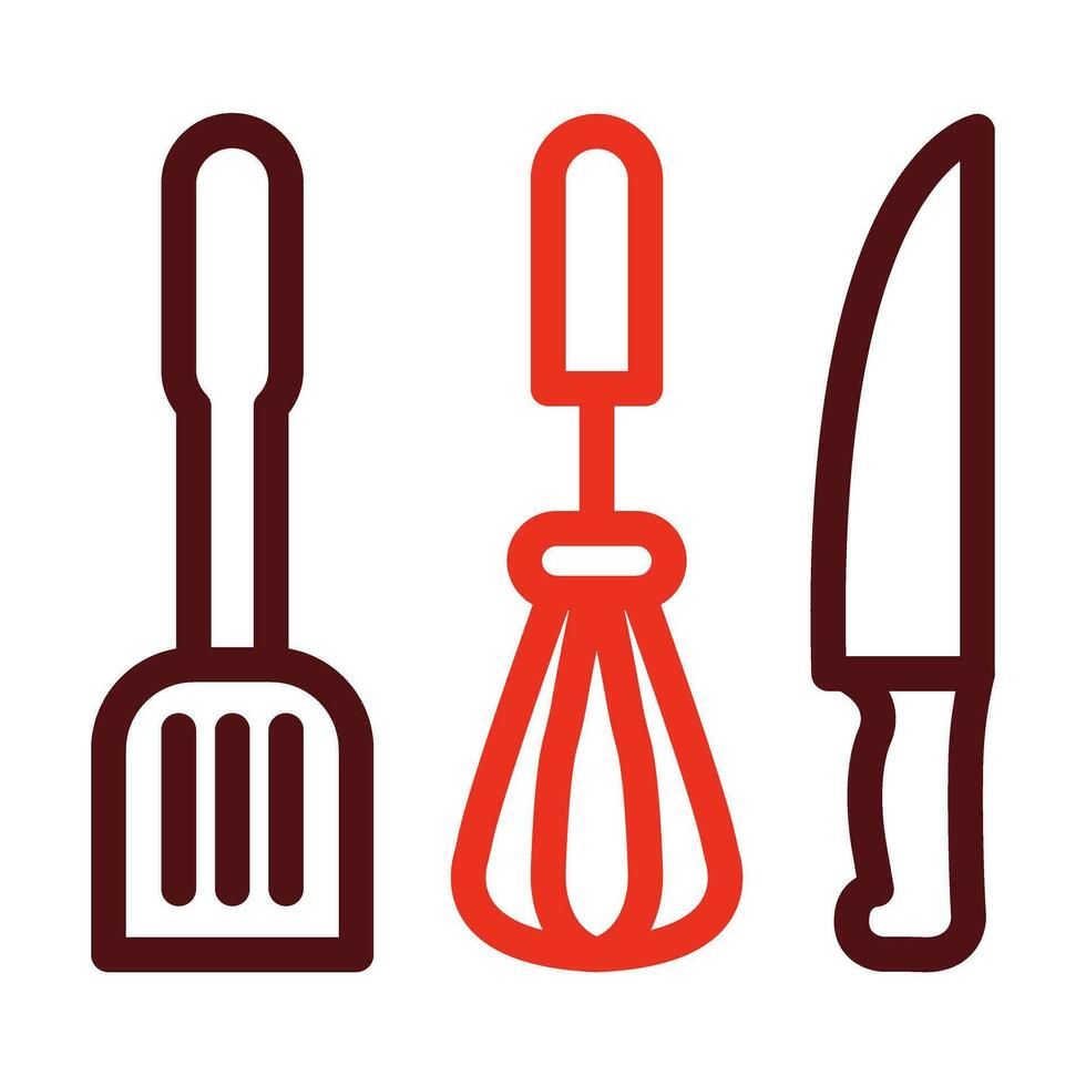 cocina utensilios vector grueso línea dos color íconos para personal y comercial usar.